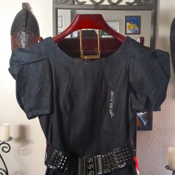 🥰😍 Fluffy Shelves  Blue Jean Stretch Mini Dress Junior size! - Picture 2 of 7